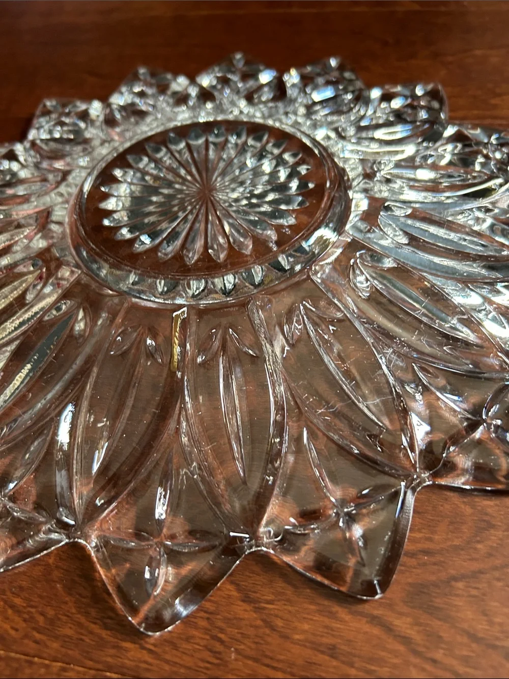 Vintage Clear Floral Pressed Glass Serving Platter, Versatile and Adorable